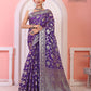 Purple  Banaras Soft Georgette Jaal silk - AbirabyBeena