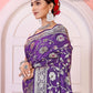 Purple  Banaras Soft Georgette Jaal silk - AbirabyBeena