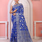 Blue Banaras Soft Georgette Jaal silk - AbirabyBeena