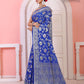 Blue Banaras Soft Georgette Jaal silk - AbirabyBeena