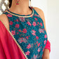 Chic Azure Blue Digital Print Ethnic