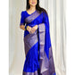Royal Blue Skirt Border Banaras warm silk - AbirabyBeena