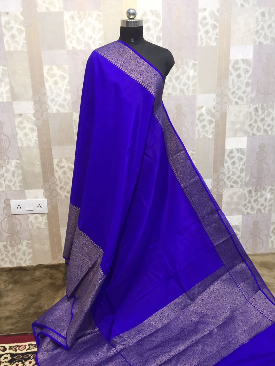 Royal Blue Skirt Border Banaras warm silk - AbirabyBeena