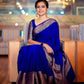 Royal Blue Skirt Border Banaras warm silk - AbirabyBeena