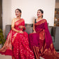 Red skirt border Banaras warm silk - AbirabyBeena