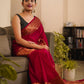 Red skirt border Banaras warm silk - AbirabyBeena
