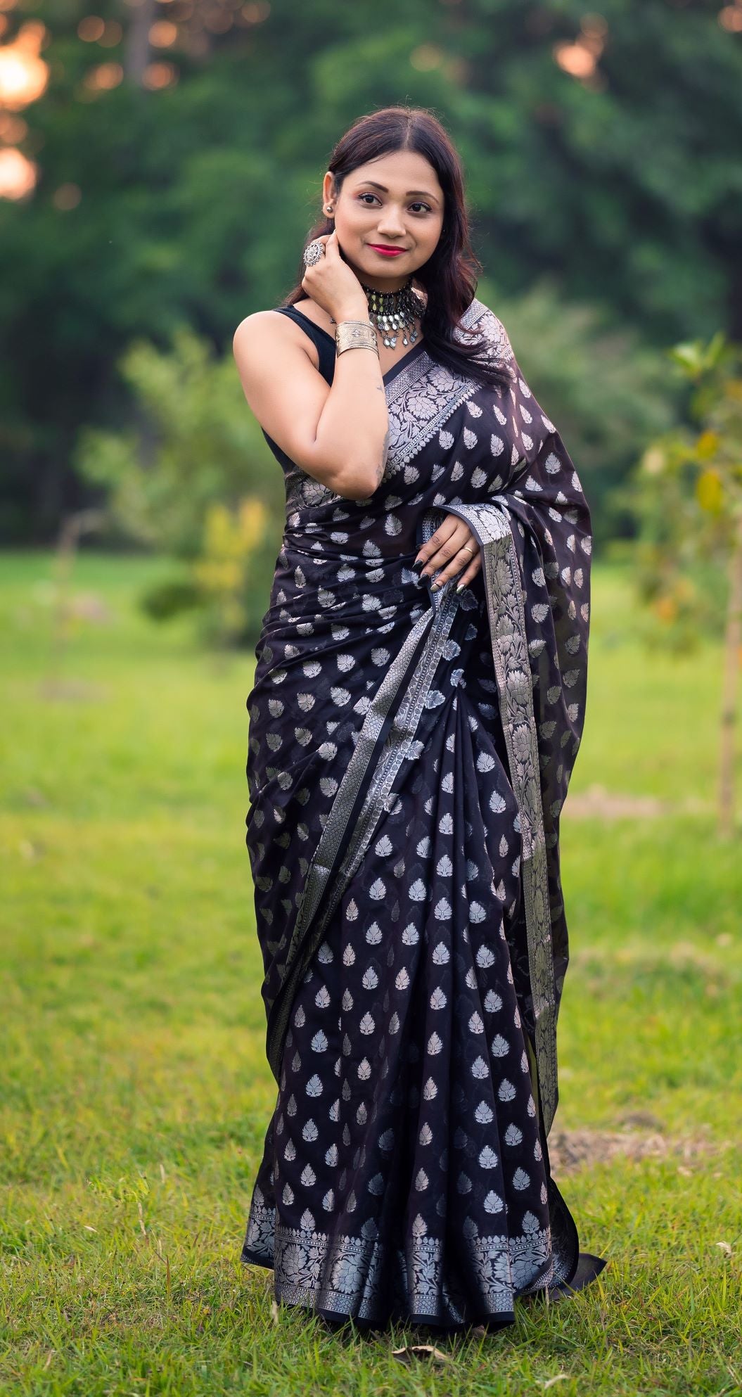 Black Banaras Soft Georgette silk - AbirabyBeena