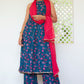 Chic Azure Blue Digital Print Ethnic
