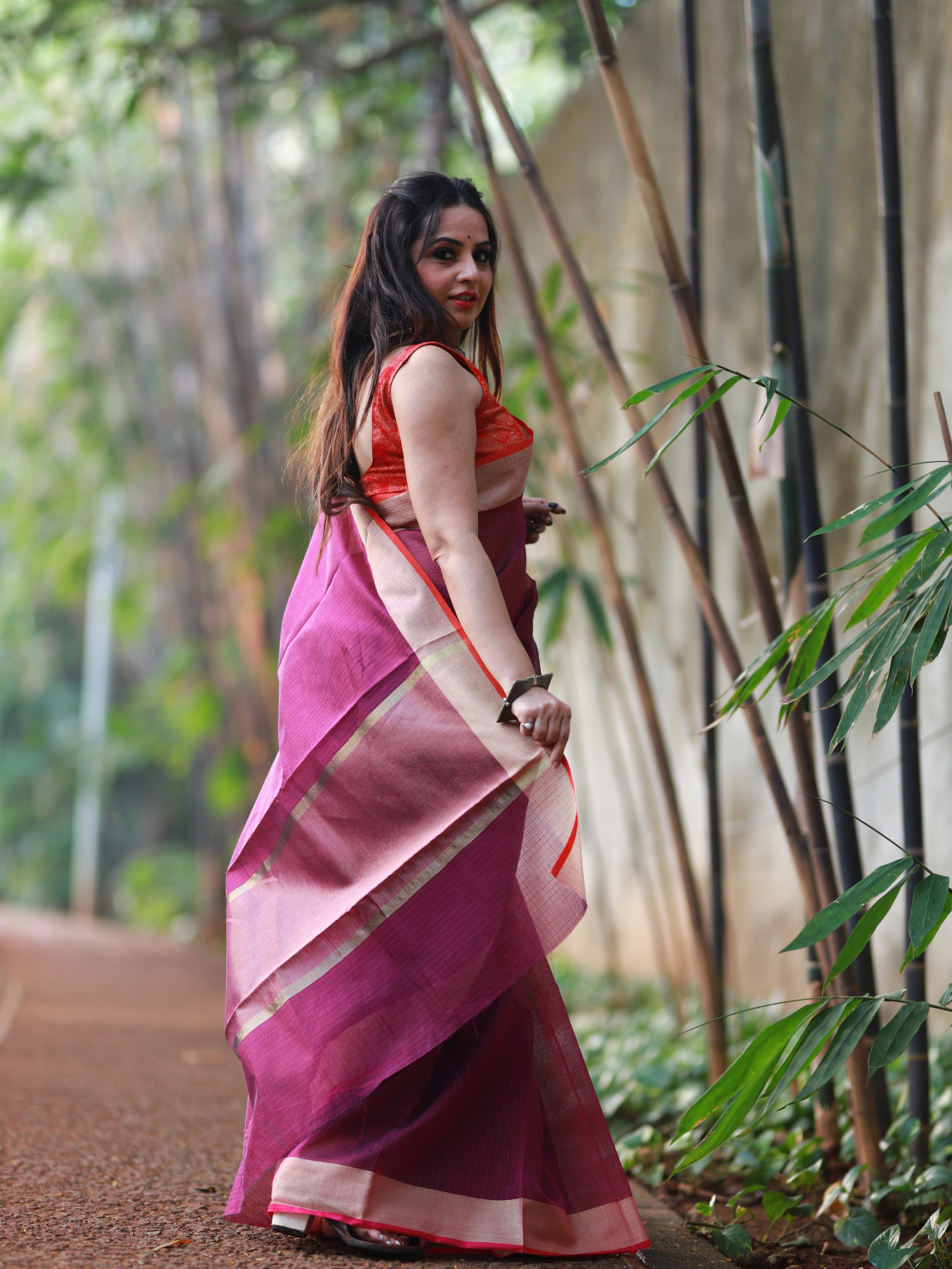 Wine plain Banaras Kota Silk - AbirabyBeena