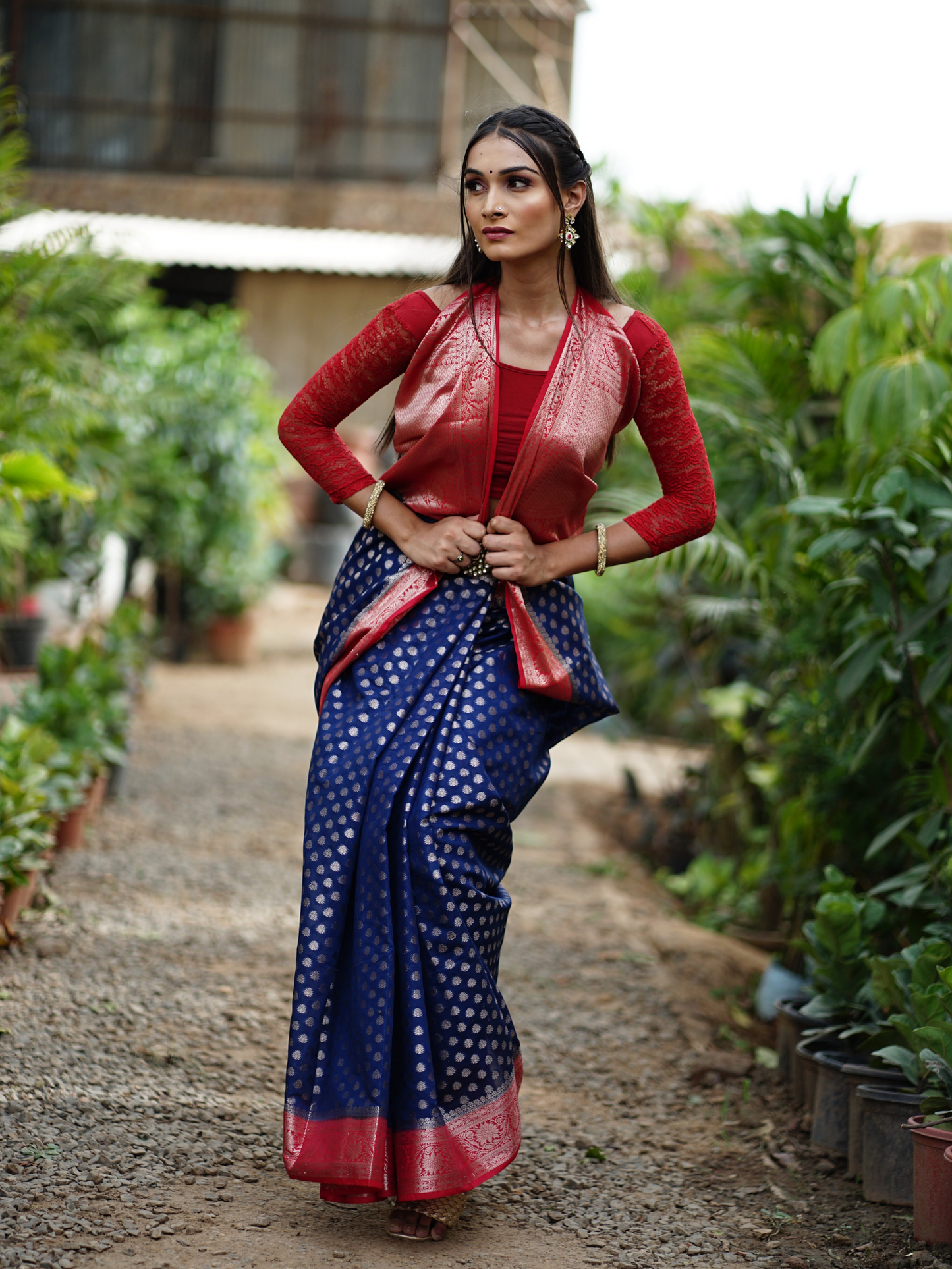 Blue Banaras Soft Georgette silk