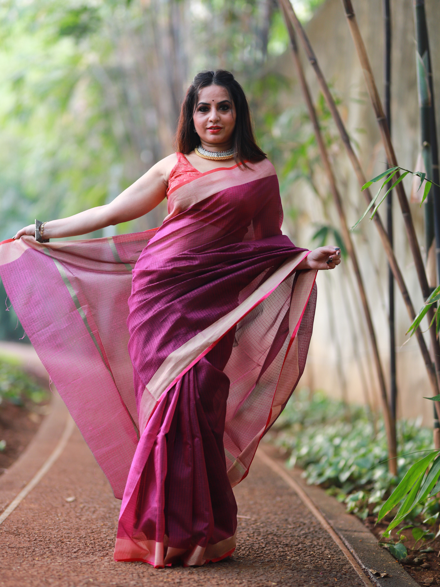 Wine plain Banaras Kota Silk - AbirabyBeena