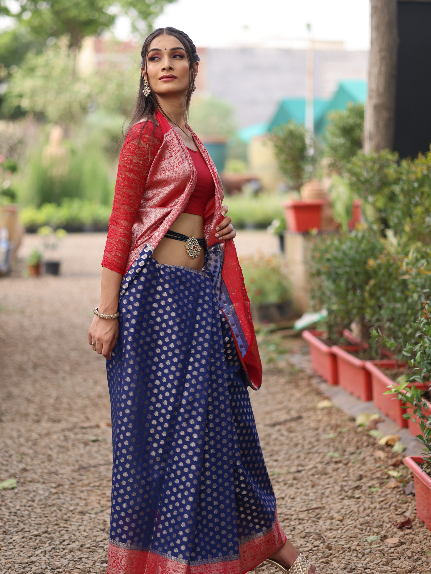 Blue Banaras Soft Georgette silk