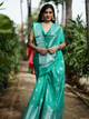 Sky Blue Banaras Soft Georgette silk - AbirabyBeena