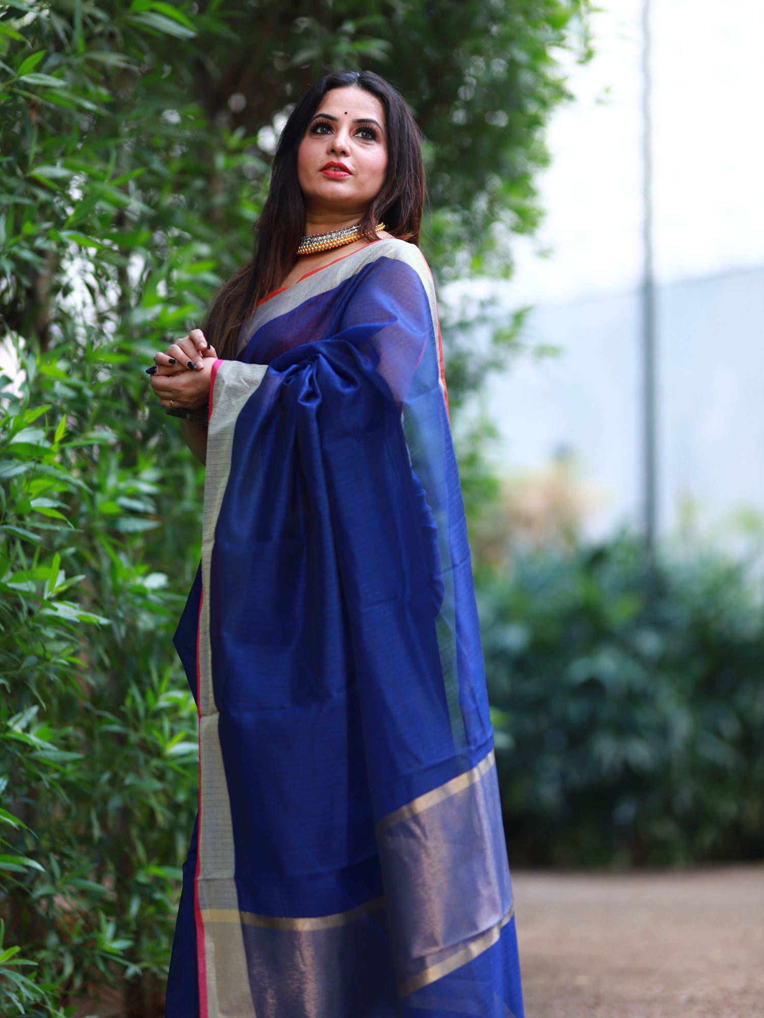 Blue plain Banaras Kota Silk - AbirabyBeena