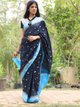 Black Soft khaddi Chiffon Handloom - AbirabyBeena