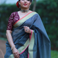 Dark Grey plain Banaras Kota Silk - AbirabyBeena