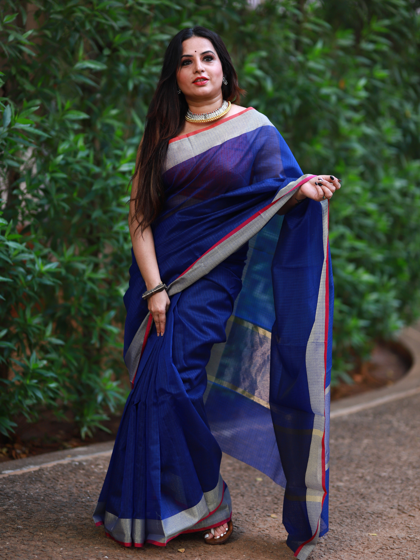 Blue plain Banaras Kota Silk - AbirabyBeena
