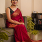 Red skirt border Banaras warm silk - AbirabyBeena