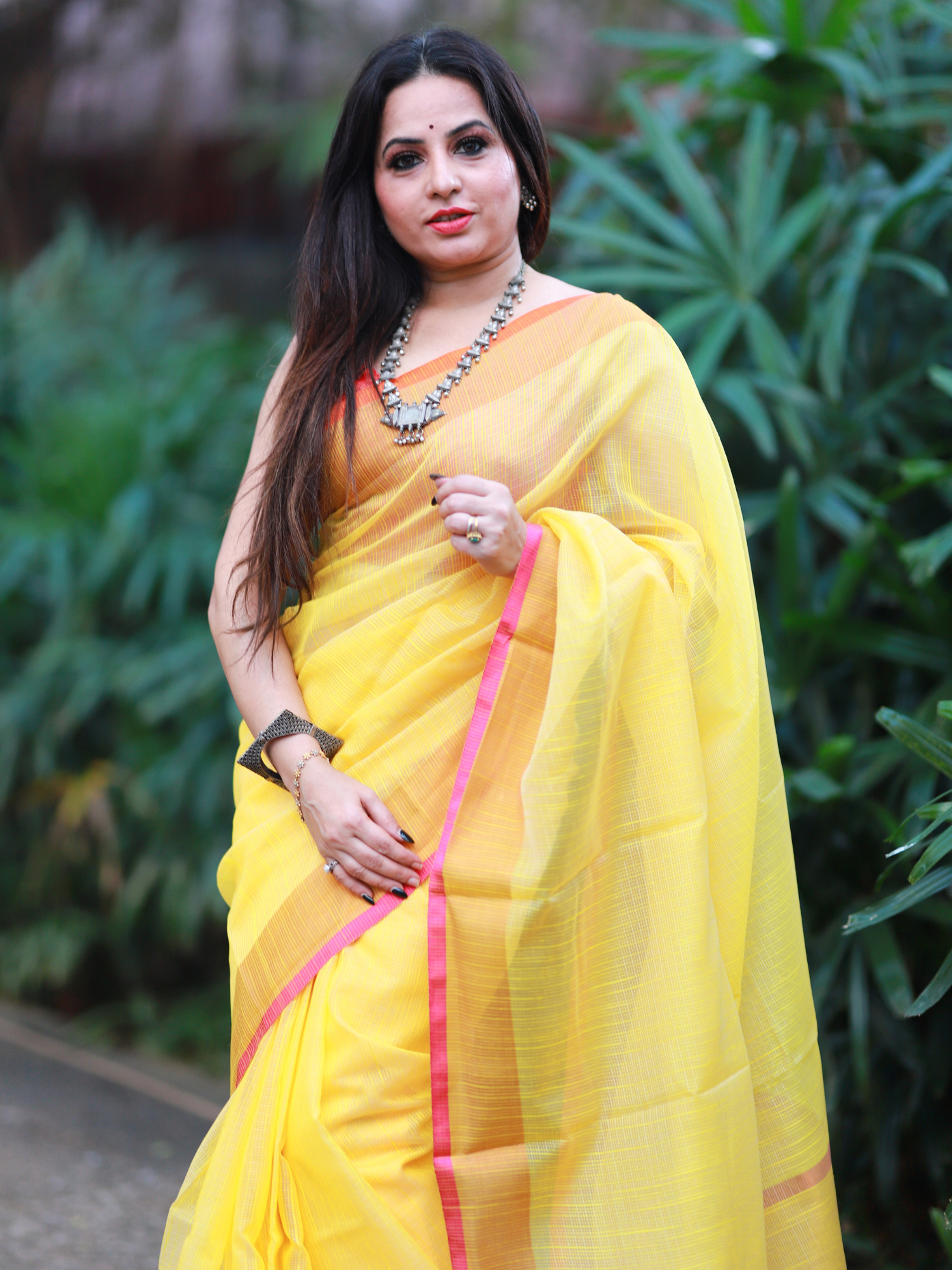 Yellow plain Banaras Kota Silk - AbirabyBeena
