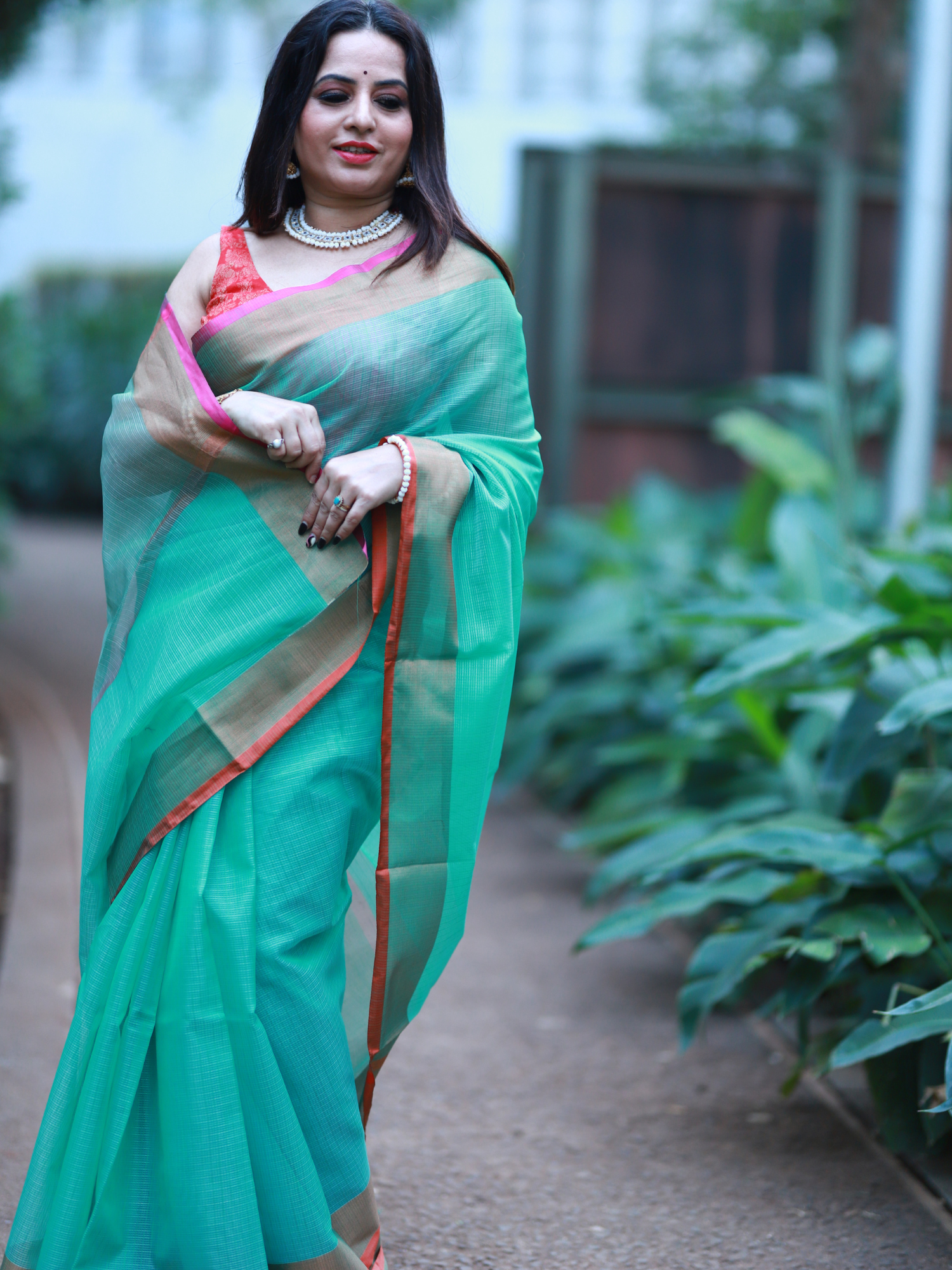 Sea Green plain Banaras Kota Silk - AbirabyBeena