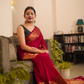 Red skirt border Banaras warm silk - AbirabyBeena