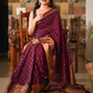 Magenta/Wine Banaras Soft Georgette silk - AbirabyBeena