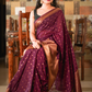 Magenta/Wine Banaras Soft Georgette silk - AbirabyBeena