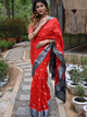 Red Soft khaddi Chiffon Handloom - AbirabyBeena