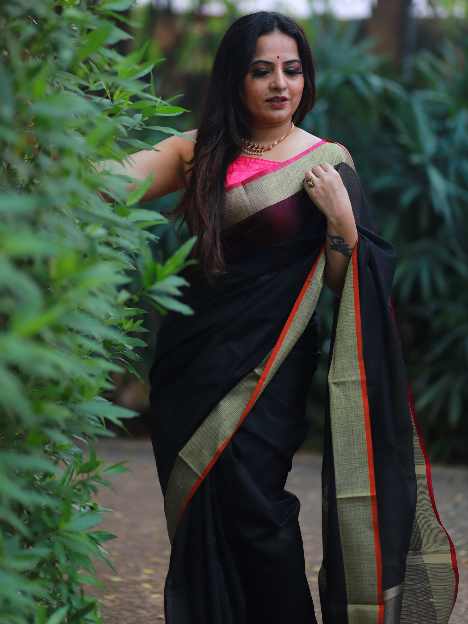 Black plain Banaras Kota Silk - AbirabyBeena