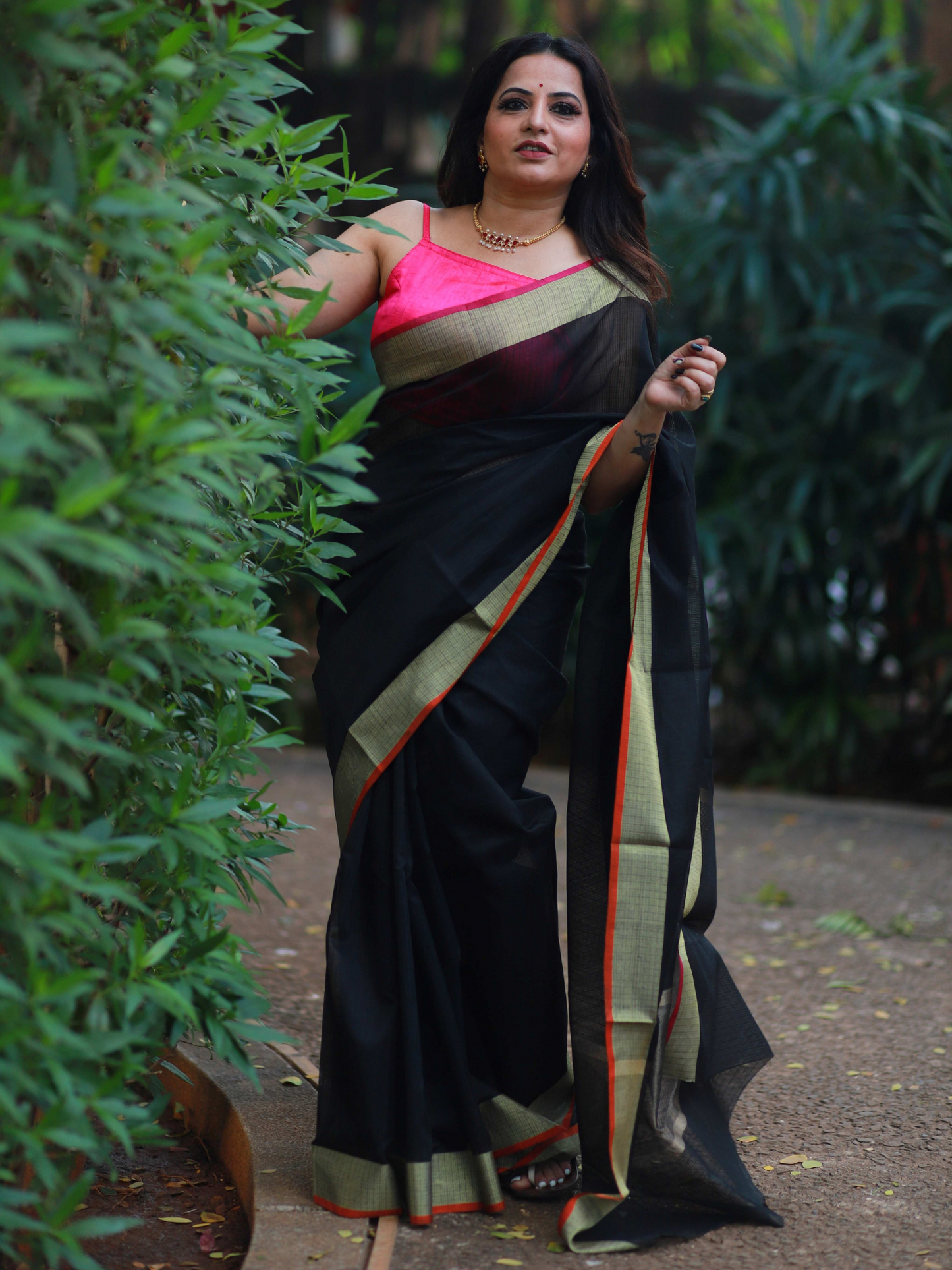 Black plain Banaras Kota Silk - AbirabyBeena