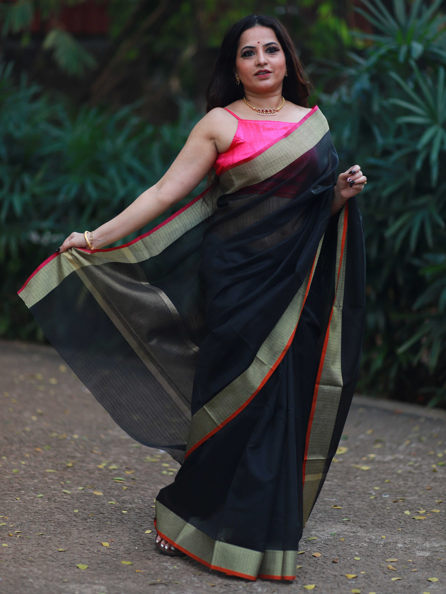 Black plain Banaras Kota Silk - AbirabyBeena