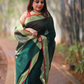 Bottle green plain Banaras Kota Silk - AbirabyBeena
