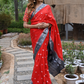Red Soft khaddi Chiffon Handloom - AbirabyBeena