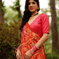 Pink-Orange Dana Bandhani with beautiful hand work - AbirabyBeena