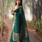 Bottle green plain Banaras Kota Silk - AbirabyBeena