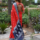 Red Soft khaddi Chiffon Handloom - AbirabyBeena