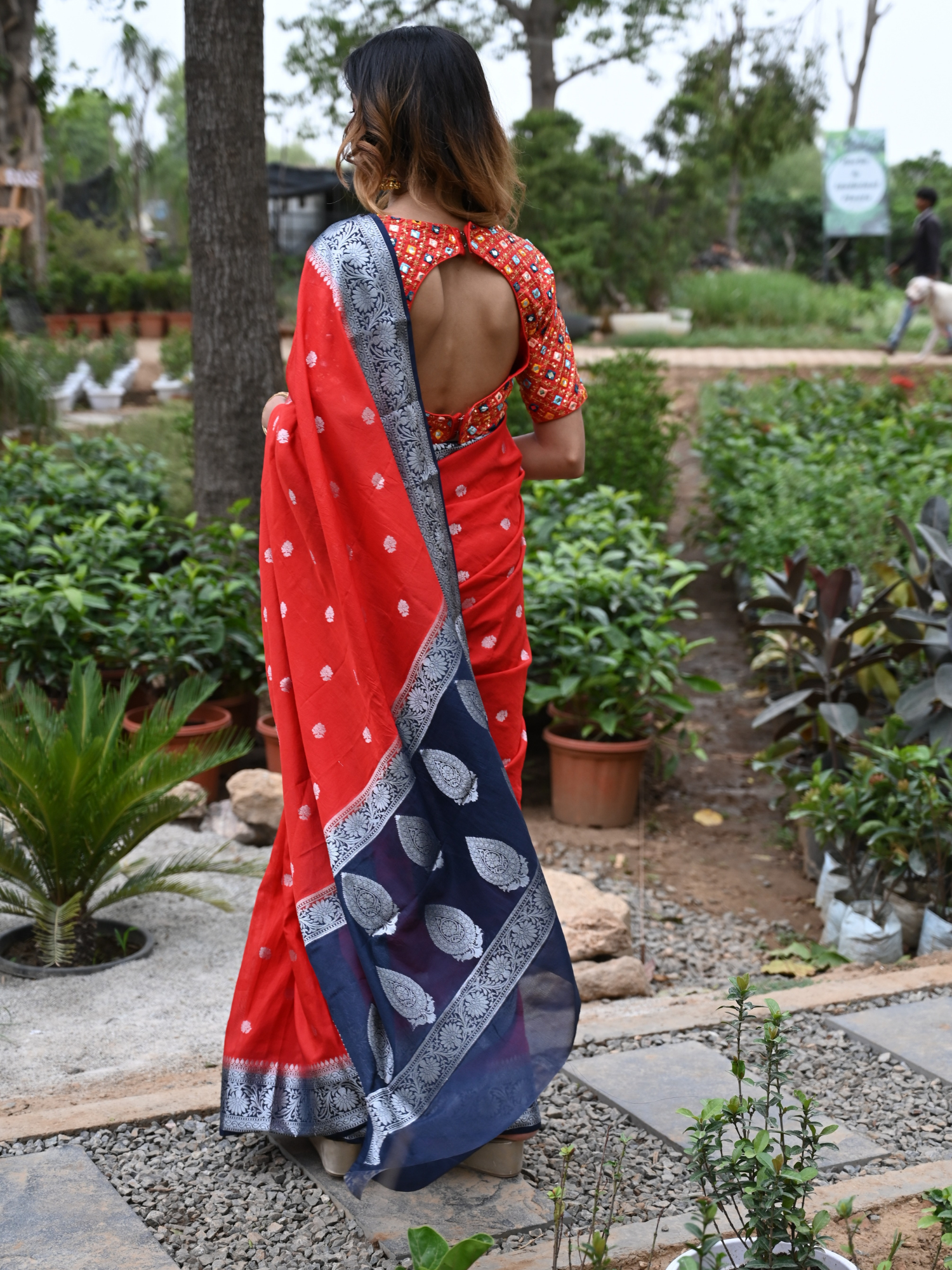 Red Soft khaddi Chiffon Handloom - AbirabyBeena