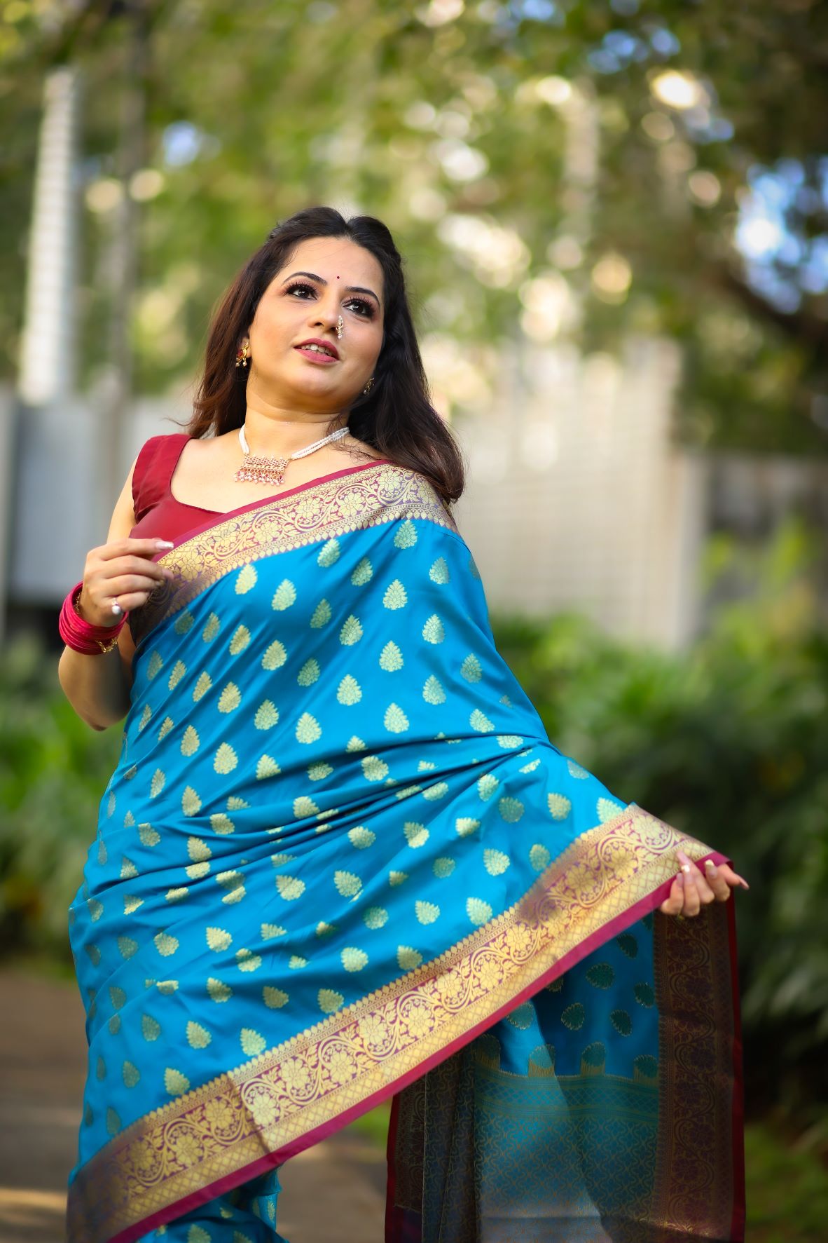 Sky Blue Banaras Soft Silk - AbirabyBeena