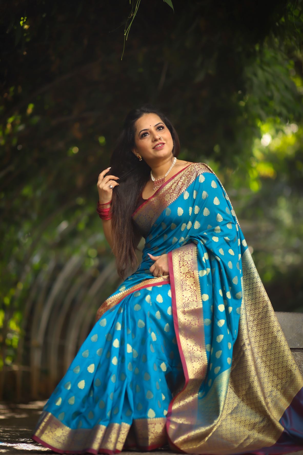 Sky Blue Banaras Soft Silk - AbirabyBeena