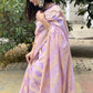 Pastel Lavender Banaras Soft Georgette silk - AbirabyBeena