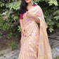 Pastel peach Banaras Soft Georgette silk - AbirabyBeena