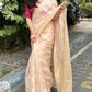 Pastel peach Banaras Soft Georgette silk - AbirabyBeena