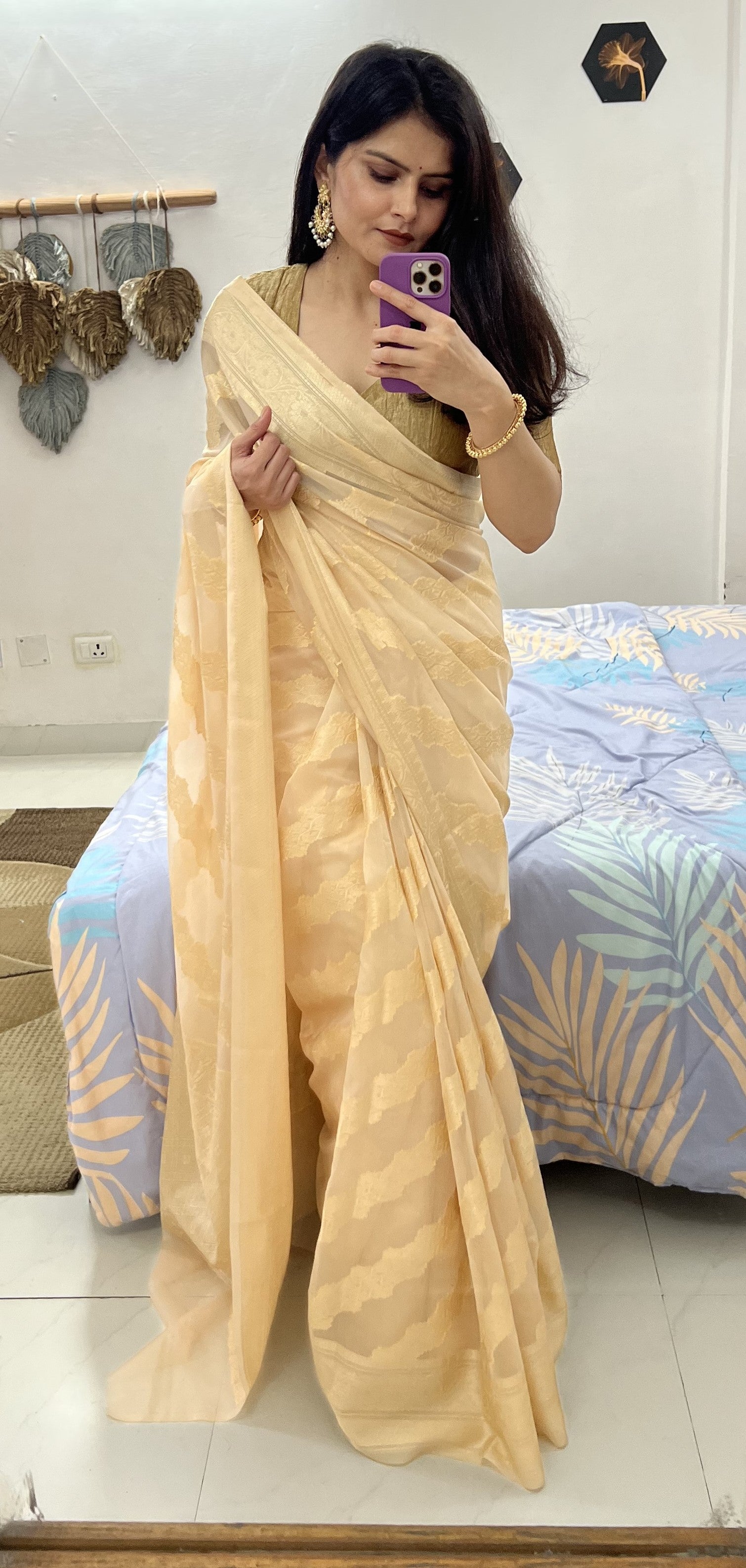 Pastel Tusar Banaras Soft Georgette silk - AbirabyBeena