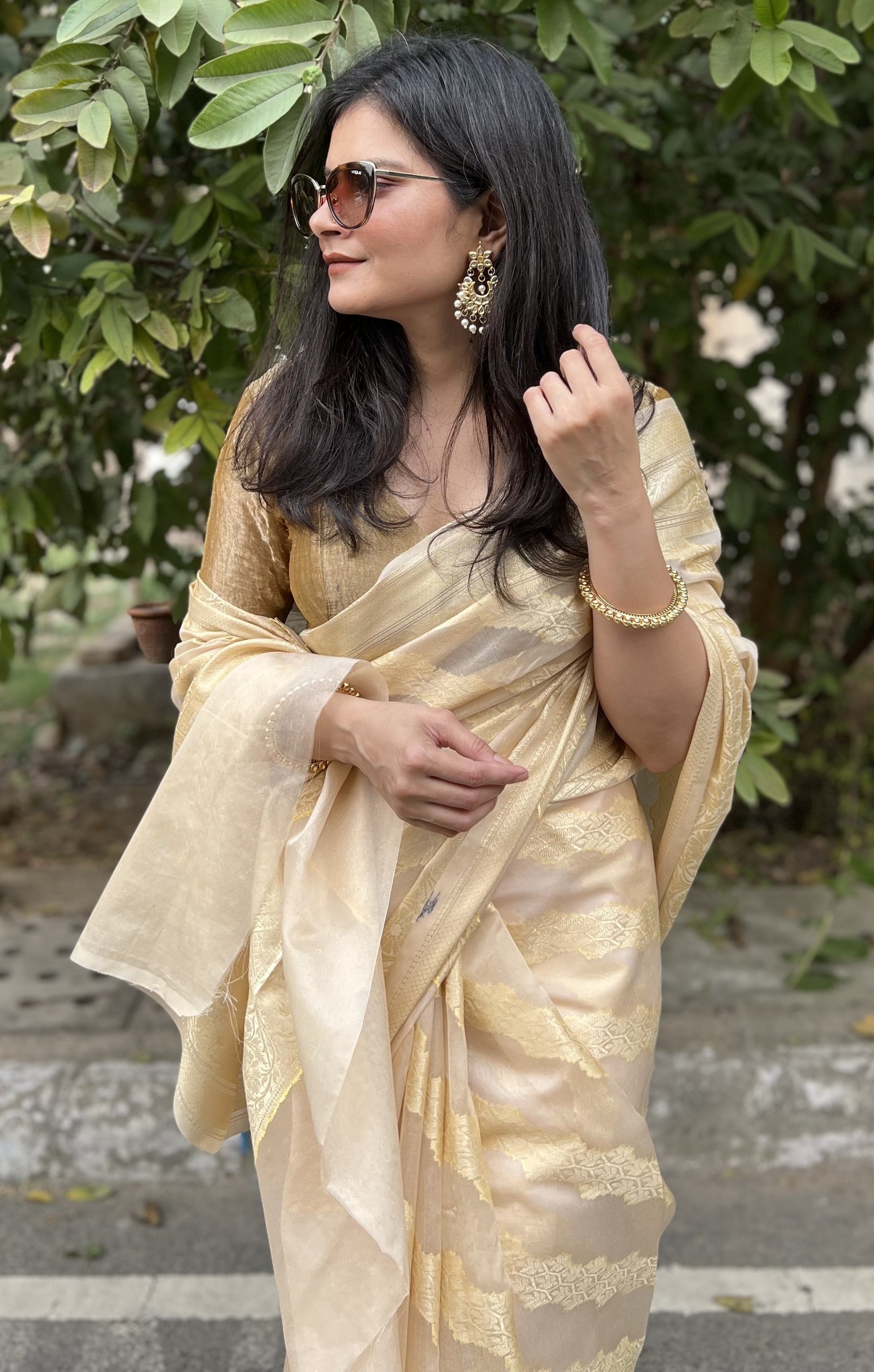 Pastel Tusar Banaras Soft Georgette silk - AbirabyBeena