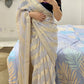 Pastel grey Banaras Soft Georgette silk - AbirabyBeena