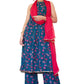 Chic Azure Blue Digital Print Ethnic