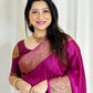 Hot Pink Skirt Border Banaras warm silk - AbirabyBeena