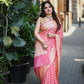 Peach Banaras Soft Georgette silk