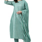 Green Poly Silk Striped Kurta With Pant And Dupatta