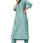 Green Poly Silk Striped Kurta With Pant And Dupatta